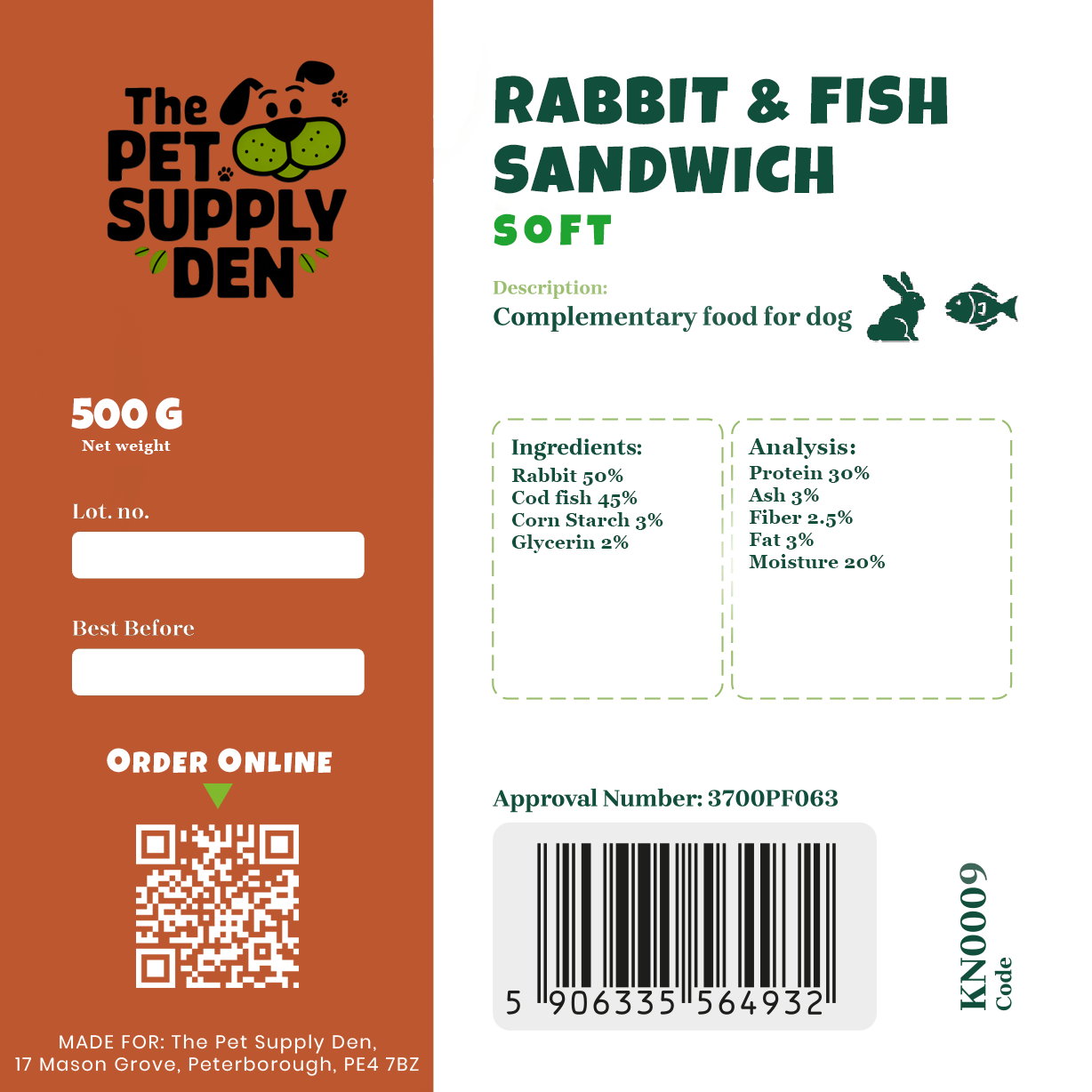 Rabbit and Fish Sandwich - 500g